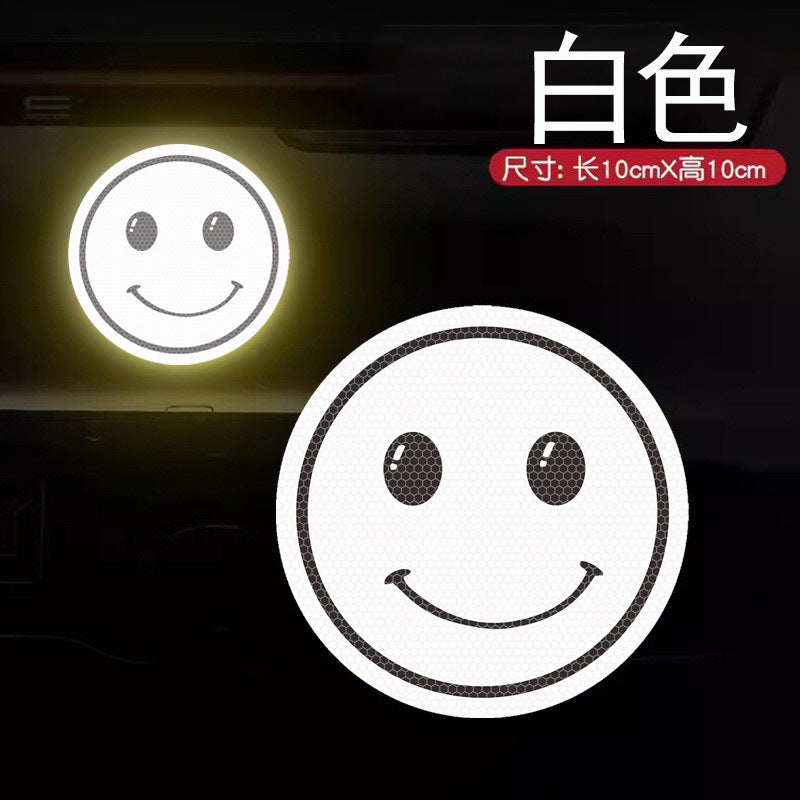 Reflective Car Decal Sticker – Cute Smiley Design | Glow-in-the-Dark Safety Alert for Vehicle Window & Body | Fun & Unique Auto Decor