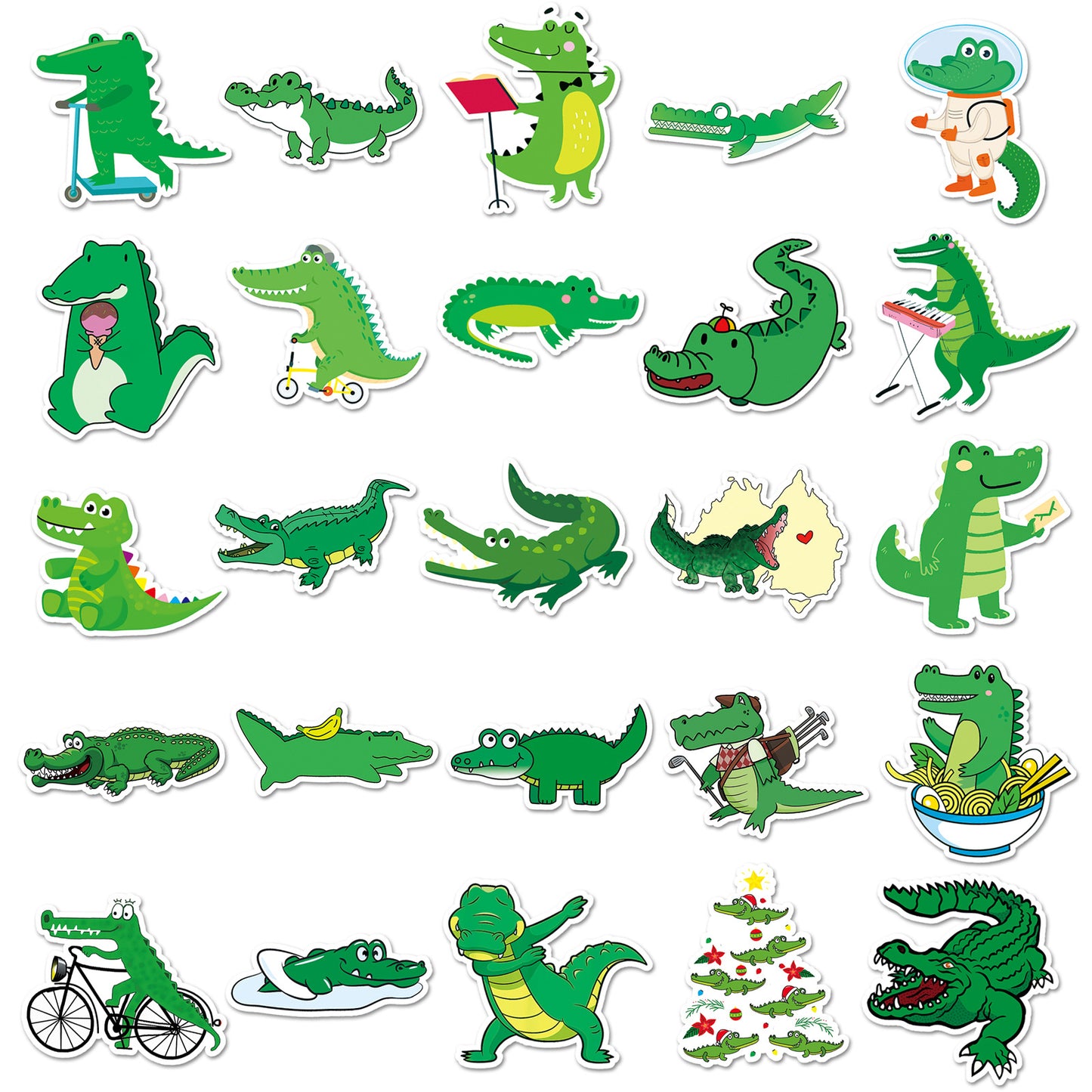 50PCS Crocodile Cartoon Stickers – Waterproof DIY Decals for Kids' Luggage, Phone Cases & More