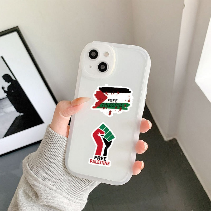 50PCS Palestine Graffiti Stickers – Peace Support, Waterproof & Trendy for Phone, Laptop, Bottles, Luggage