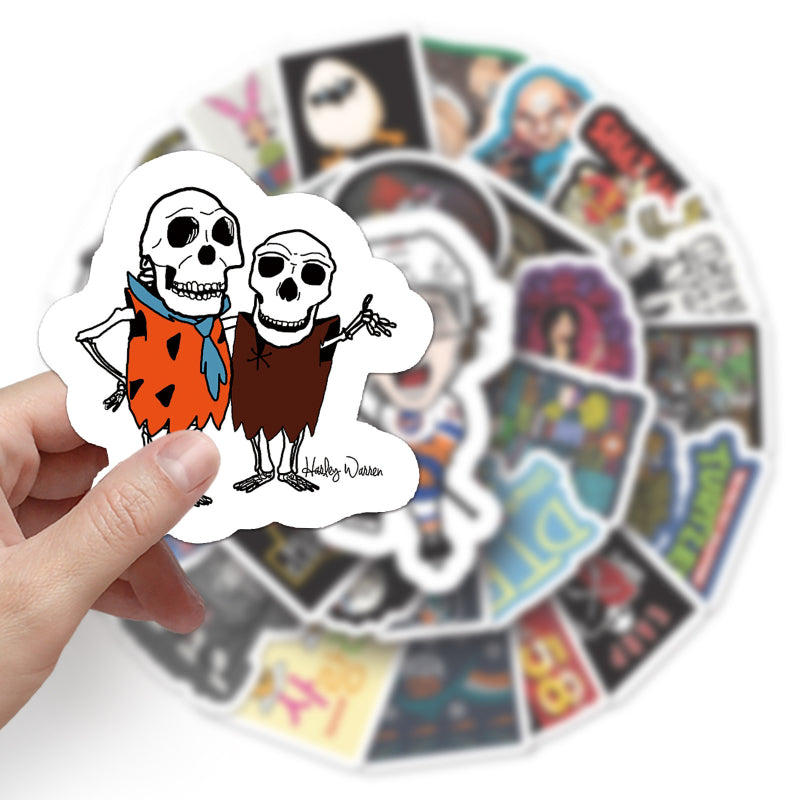 50PCS Waterproof Funny Cartoon Stickers – Trendy Laptop, Scooter & Luggage Decals for Creative Expression