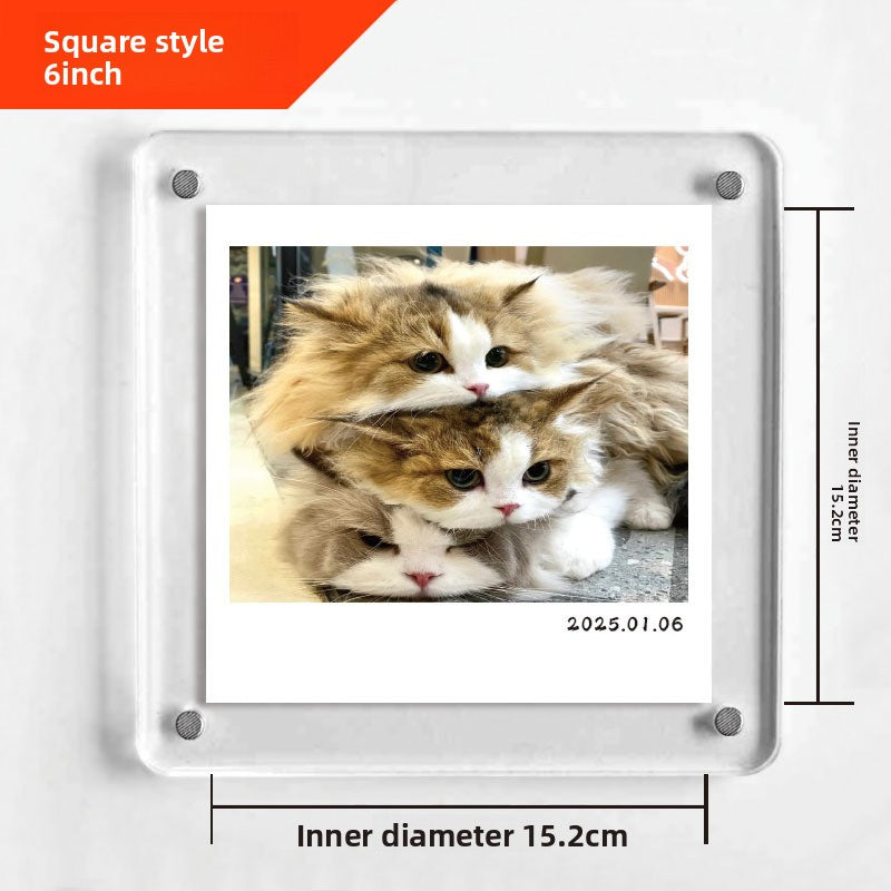 Acrylic Magnetic Photo Frame|Double-Sided Clear Display for Mini Prints|Strong Magnet Fridge Decor|Capture Your Travel Memories