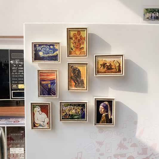 3D Fridge Magnet | Famous Art 3D Magnetic Sticker | Creative Character Retro Magnetic Decor | Personalized Home Accessories