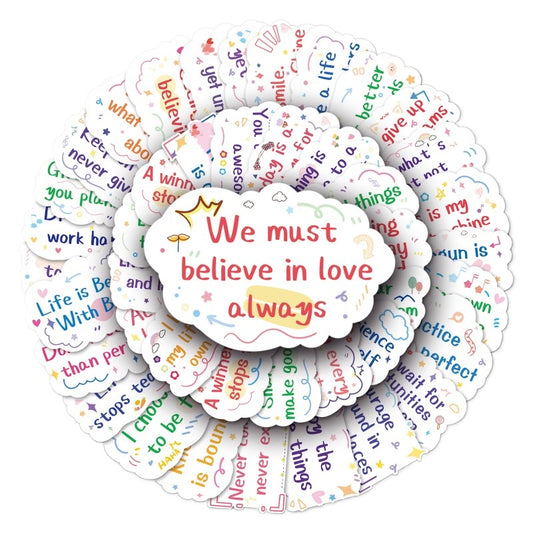 DIY Stickers - 50PCS Motivational Quote Decals for Water Bottles & Luggage, Waterproof & Unique Doodle Art, Inspirational Gift (Trending on TikTok)