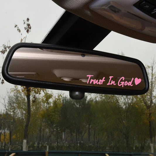 Faith Car Mirror Decal – Trust in God Sticker for Women Drivers | Inspirational Rearview Accessory