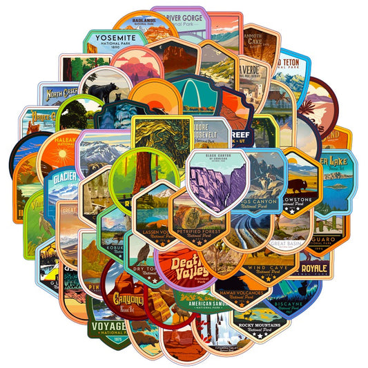 63PCS National Park Stickers – Waterproof Outdoor Nature Decals, Travel Aesthetic for Adventure Lovers