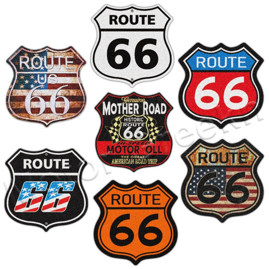 Retro Motorcycle Sticker – Waterproof Matte Route 66 Decal | Durable USA Road Trip Decor | Car, Laptop, Bike Vibes