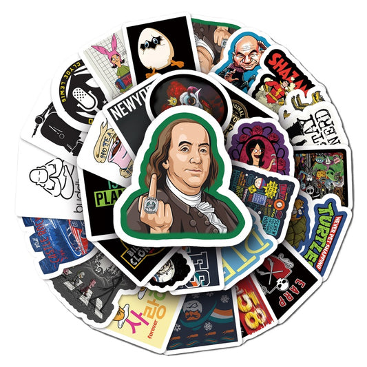 50PCS Waterproof Funny Cartoon Stickers – Trendy Laptop, Scooter & Luggage Decals for Creative Expression
