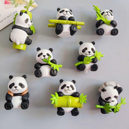 Refrigerator Magnet - 3D Realistic Panda Fridge Sticker, Cute Animal Decor for Kitchen Home, Funny Cartoon Gift for Friends (8PCS)