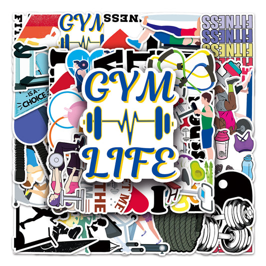 50PCS Fitness Cartoon Stickers | Waterproof & Durable | Personalized DIY | Motivational Weight Loss Life