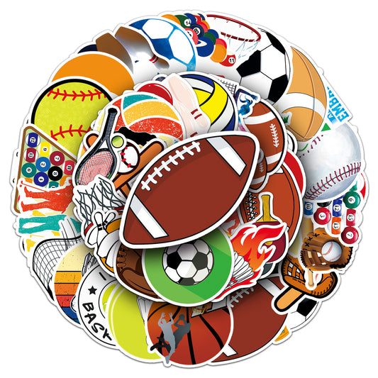50Pcs Sports Graffiti Waterproof Stickers | Multi-Purpose Decor for Luggage & Phone Cases | Trendy Athletic Designs | Express Your Unique Style