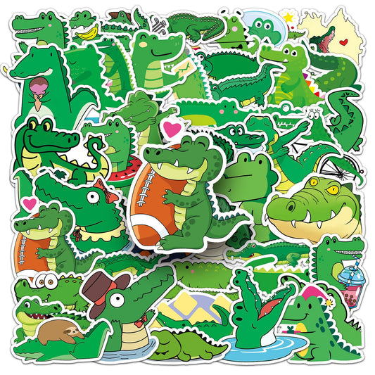 50PCS Crocodile Cartoon Stickers – Waterproof DIY Decals for Kids' Luggage, Phone Cases & More
