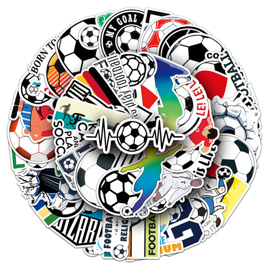 50PCS Waterproof Football Sticker Pack – Creative Cartoon Graffiti for DIY Skateboards, Luggage & More