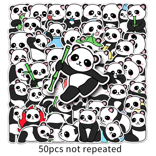 50pcs Panda Cartoon Stickers | Waterproof & Durable | Original Design | Add Fun to Your Life