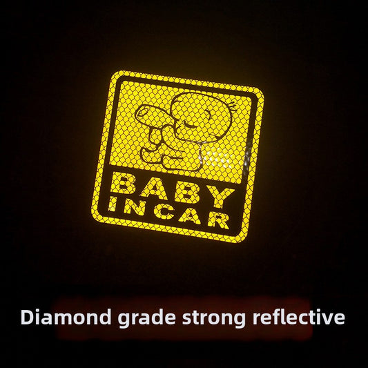 Reflective Baby in Car Sticker | High-Visibility Night Safety Sign | Cute Cartoon Design | Drive with Peace of Mind