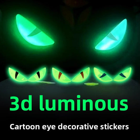 Glow in the Dark Demon Eye Sticker – 3D Waterproof Motorcycle Decal for Cool Custom Look